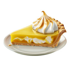 A Slice of Lemon Meringue Pie on a White Plate