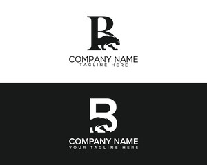 Initial letter B monogram panther Logo Design Template. Black panther with letter simple and modern style logo design.