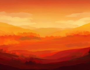 Fototapeta premium Warm Autumn Sunset Gradient Background Deep Red to Golden Yellow Smooth Transition