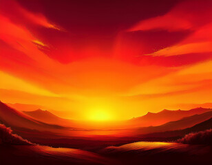 Obraz premium Warm Autumn Sunset Gradient Background Deep Red to Golden Yellow Smooth Transition