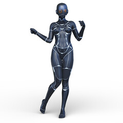 女性サイボーグ　3DCGレンダリング