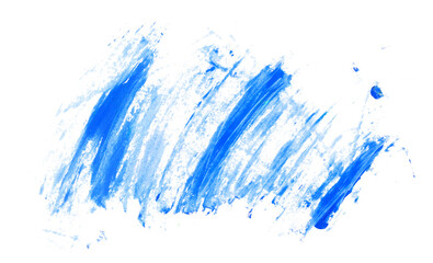 Blue grunge brush strokes oil paint isolated on white background	