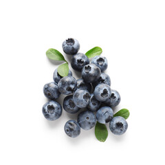 Ripe blueberry on white background, closeup