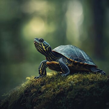 Turtle isolated on abstract background