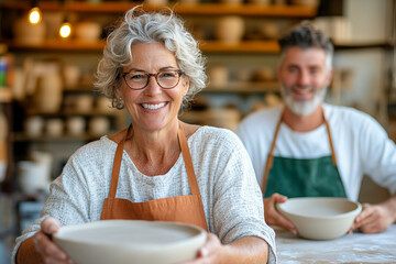 Senior Pottery Artists in a Studio