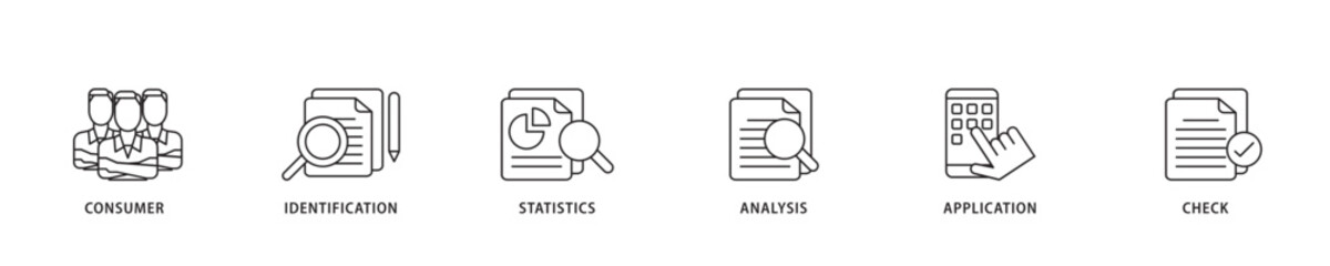 Kyc icon sett lineal illustration concept with icon of analysis, check, application, statistics, identification, consumer icon live stroke and easy to edit 