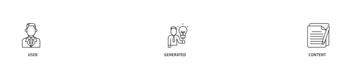 UGC icon sett lineal illustration concept with icon of people, network, process, engine, click, internet, website, archive and browser icon live stroke and easy to edit 