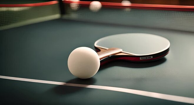 Ping pong paddle and ping pong ball.