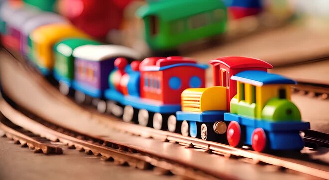 Toy train with wagons.