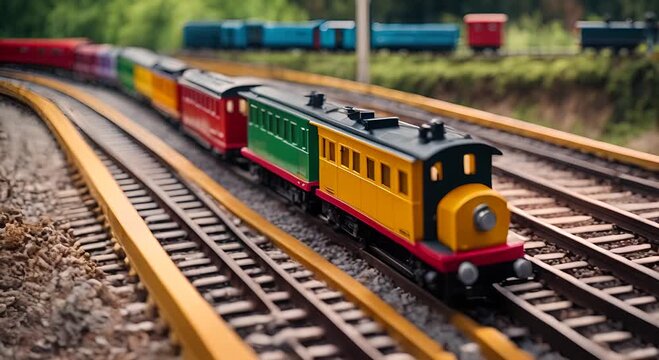 Toy train with wagons.