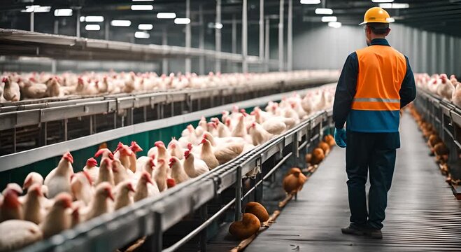 Worker at a poultry farm.