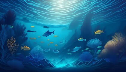 Fototapeta premium Deep in sea and fish
