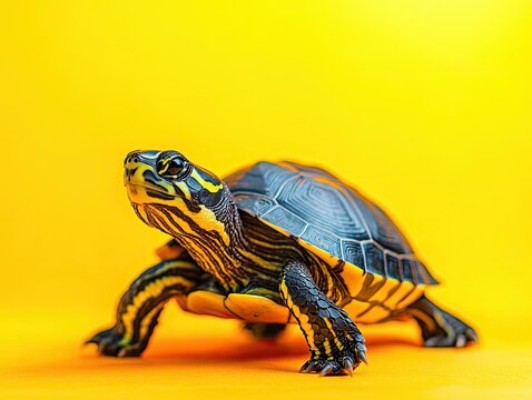 Turtle isolated on colorful background