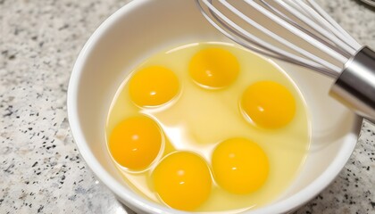 Close-Up of Eggs in a Ceramic Bowl on a Kitchen Countertop