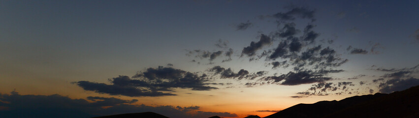 panorama view of clouds with sunset colours