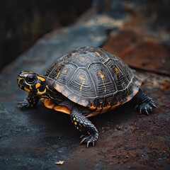 Obraz premium Turtle isolated on metal background