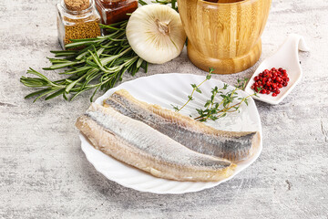 Pickled atlantic tasty herring fillet