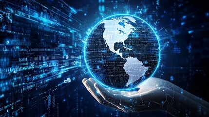 Fototapeta premium Blue technology Earth background