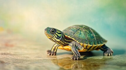 Fototapeta premium Turtle isolated on paper background