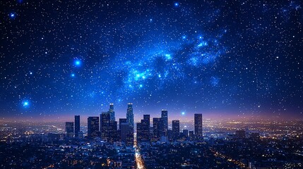 Obraz premium Blue technology background city night