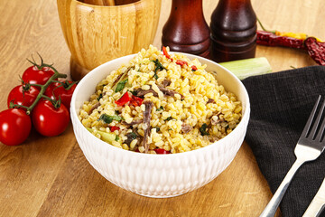 Bulgur with lamb and vegetables