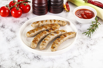 Grilled natural organick white sausages