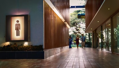 Fototapeta premium Restroom Signage in Modern Architectural Setting