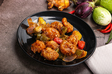 Chinese cuisine - prawn with chili sauce