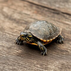 Obraz premium Turtle isolated on wooden background