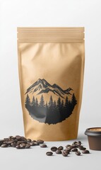 realistic and detailed Background of coffee bag mockup arranged together on whole image 