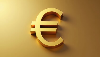 Fototapeta premium Golden euro currency symbol on a shiny gold background, symbolizing wealth and finance.