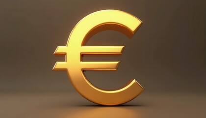 Obraz premium Golden euro symbol standing against a plain, dark background.