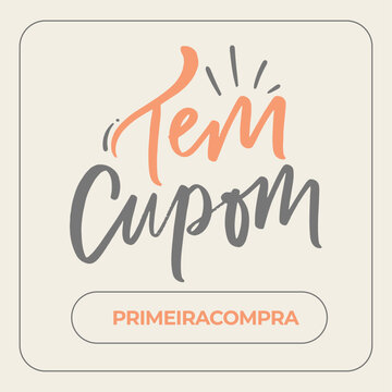 Tem cupom. discount coupon in brazilian portuguese. Modern hand Lettering. vector.