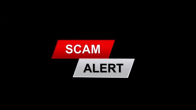 Scam alert Warning red and white glass 3D Banner.  Attention sign. Cyber security Announcement.