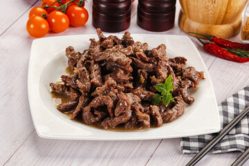 Stew beef slices with gravy