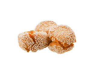  Fried dough balls coated with sesame seeds isolated on  transparent png