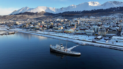 Saint Christopher Boat At Ushuaia In Tierra Del Fuego Argentina. Saint Christopher Boat. Ship...