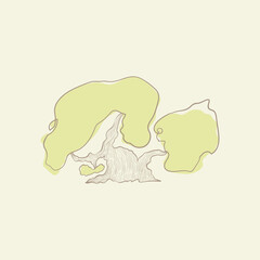 Tree illustrations, nature or healthy lifestyle topics, green, flat vector illustrations.