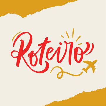 Roteiro. road map in brazilian portuguese. Modern hand Lettering. vector.