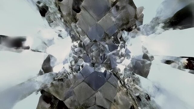 An intricately detailed geometric crystal sparkles as it reflects light. The clear, sharp facets create an abstract pattern, amplifying the brilliance and creating a mesmerizing visual.