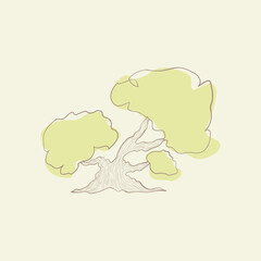 Tree illustrations, nature or healthy lifestyle topics, green, flat vector illustrations.