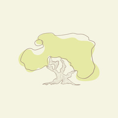 Tree illustrations, nature or healthy lifestyle topics, green, flat vector illustrations.