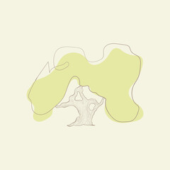 Tree illustrations, nature or healthy lifestyle topics, green, flat vector illustrations.