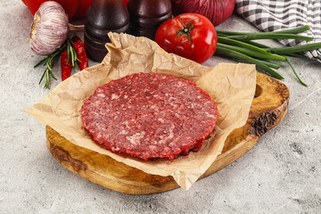 Raw beef burger cutlet minced meat