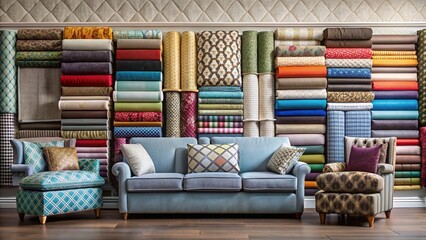 Variety of upholstery textile materials in modern and classic designs and colors, upholstery, textile, materials, variety