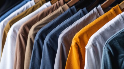 Obraz premium A series of t-shirts with different neckline styles, showcasing variety and options in casual wear.