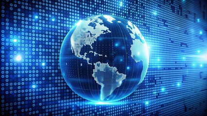 Naklejka premium Global data visualization with binary code, technology, connection, network, futuristic, big data, digital