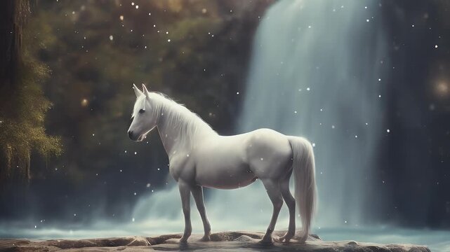 fantastic ai fasthorse unicorn magical horn wild animal beautiful enhanced created dreamy legendary artist waterfall generative amazing fairy mare aethereal inspiration surreal artwork sh