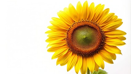 Fototapeta premium Bright sunflower isolated on a white background, sunflower, bright, isolated, white background, flower, yellow, bloom, vibrant