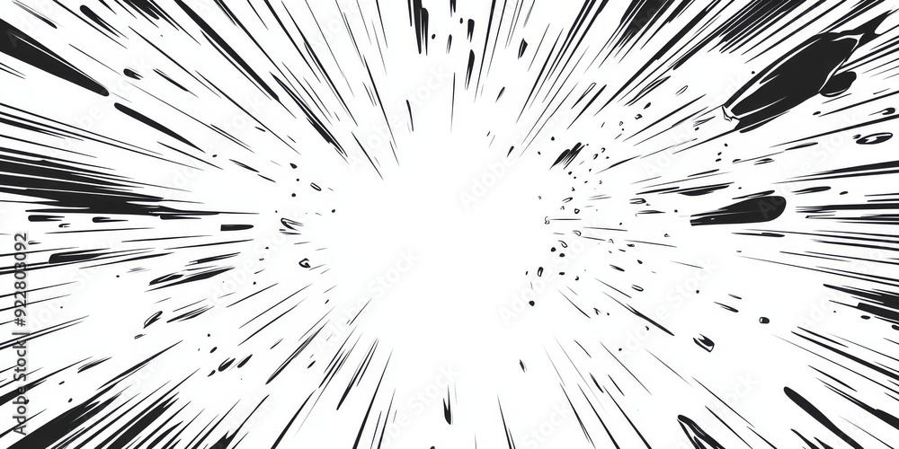 Poster a dynamic mangastyle motion effect with explosive lines enhances speed and intensity, perfect for th